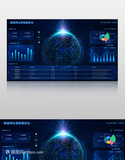 藍(lán)色大數(shù)據(jù)大氣企業(yè)可視化數(shù)據(jù)界面
